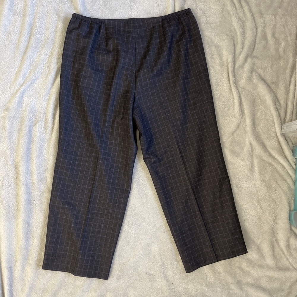 Talbots Petites Womens Dress Pants Charcoal Purple Plaid 100% Wool Lined 16W - Picture 9 of 12